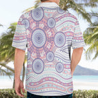 Australian Indigenous Aboriginal Art Hawaiian Shirt Vivid Pastel Peach Purple