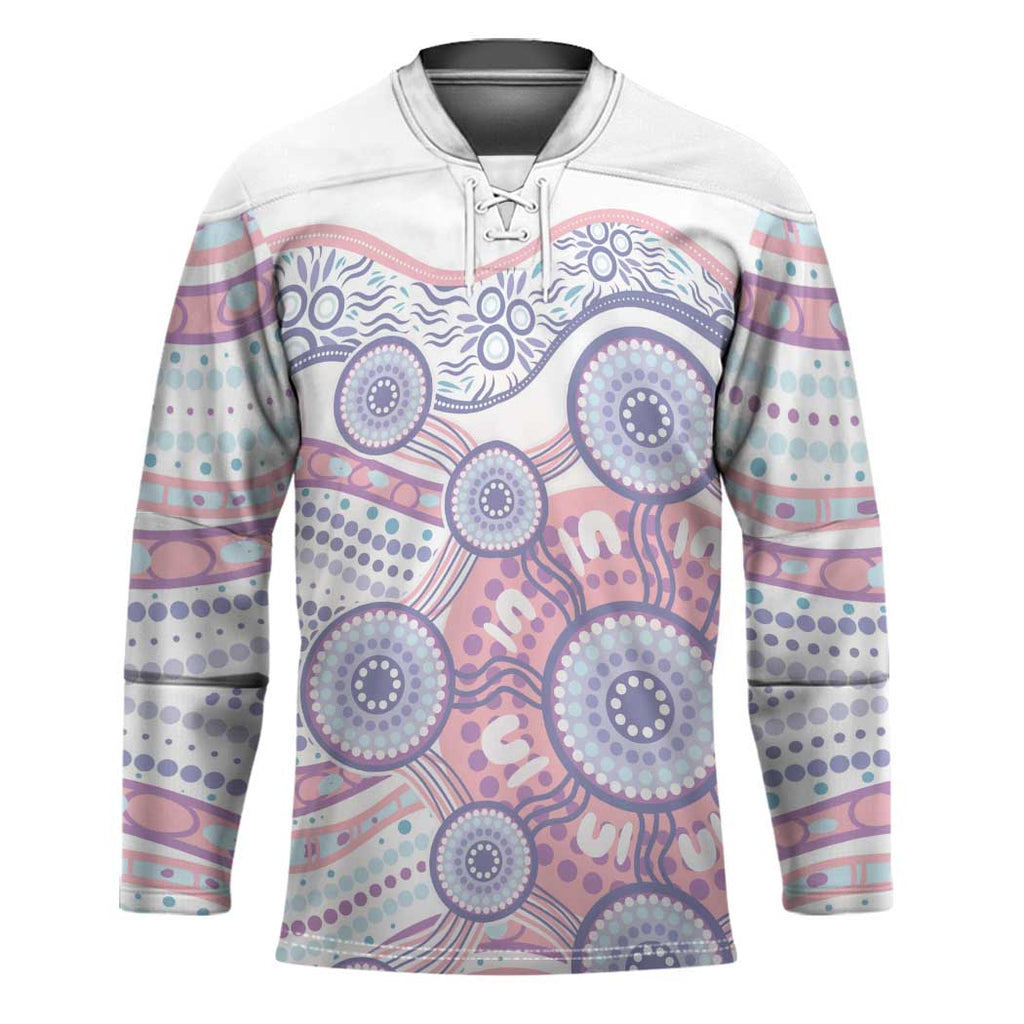 Australian Indigenous Aboriginal Art Hockey Jersey Vivid Pastel Peach Purple