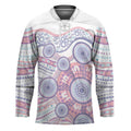 Australian Indigenous Aboriginal Art Hockey Jersey Vivid Pastel Peach Purple