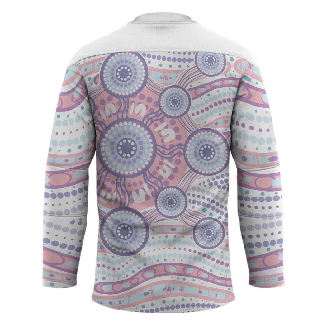 Australian Indigenous Aboriginal Art Hockey Jersey Vivid Pastel Peach Purple