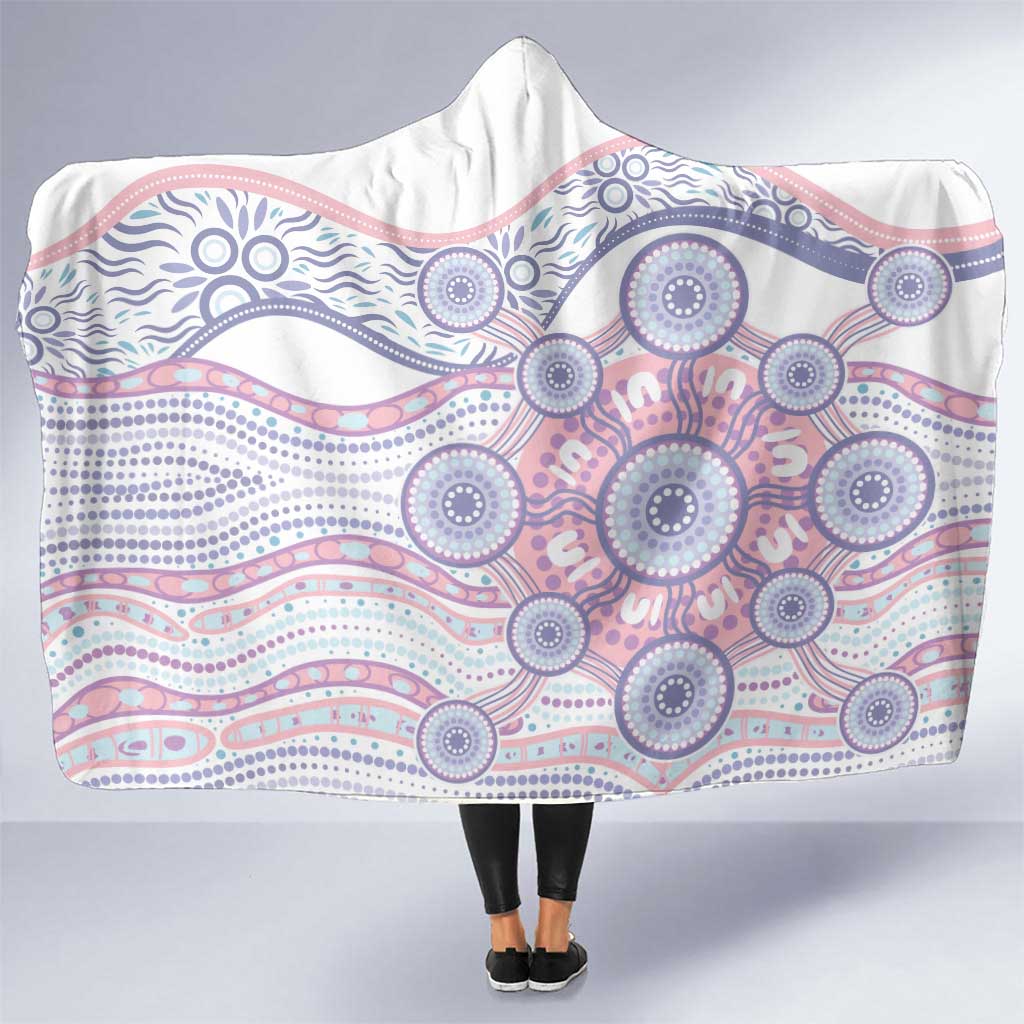 Australian Indigenous Aboriginal Art Hooded Blanket Vivid Pastel Peach Purple