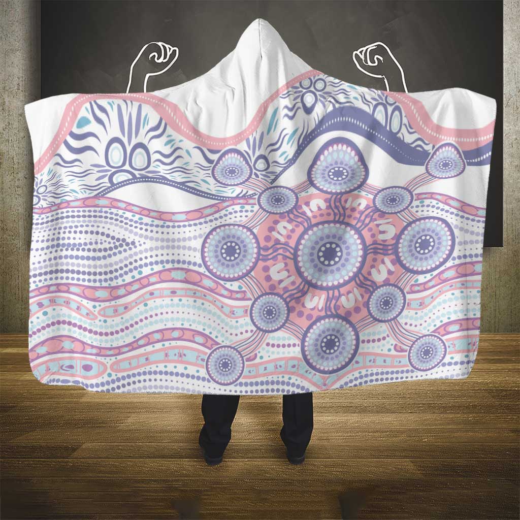 Australian Indigenous Aboriginal Art Hooded Blanket Vivid Pastel Peach Purple
