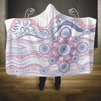 Australian Indigenous Aboriginal Art Hooded Blanket Vivid Pastel Peach Purple