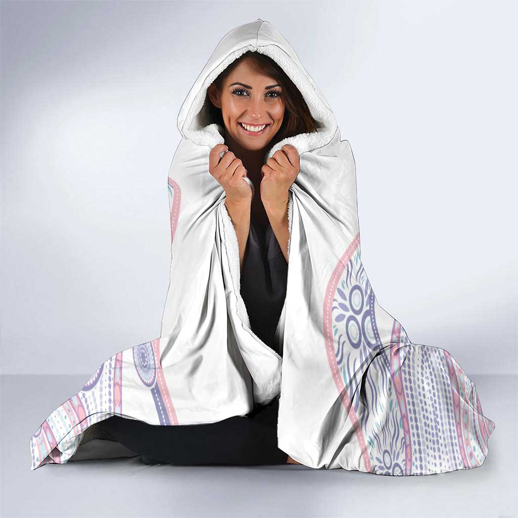 Australian Indigenous Aboriginal Art Hooded Blanket Vivid Pastel Peach Purple