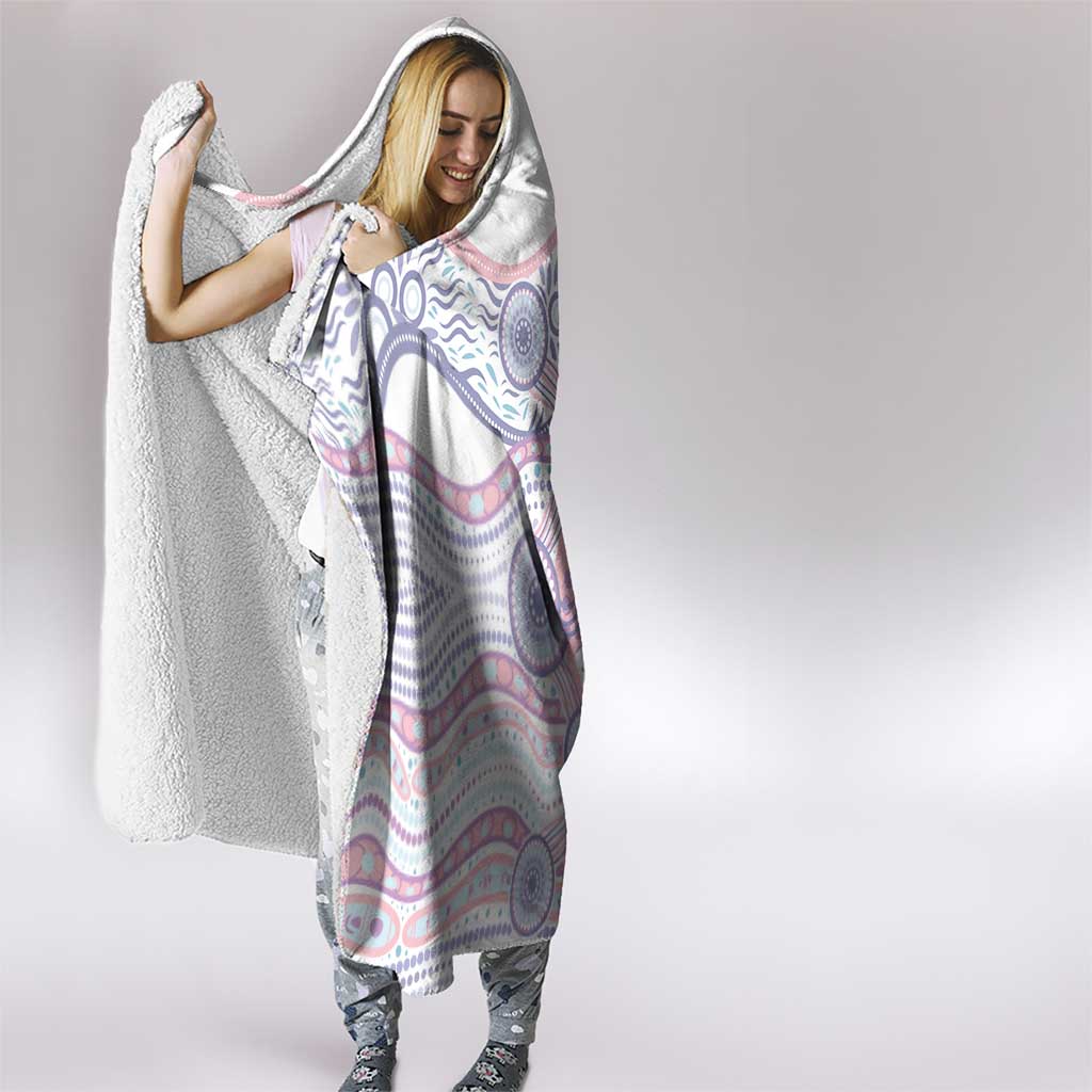 Australian Indigenous Aboriginal Art Hooded Blanket Vivid Pastel Peach Purple