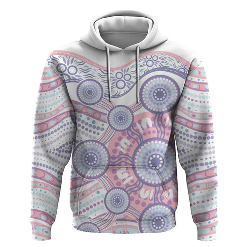 Australian Indigenous Aboriginal Art Hoodie Vivid Pastel Peach Purple