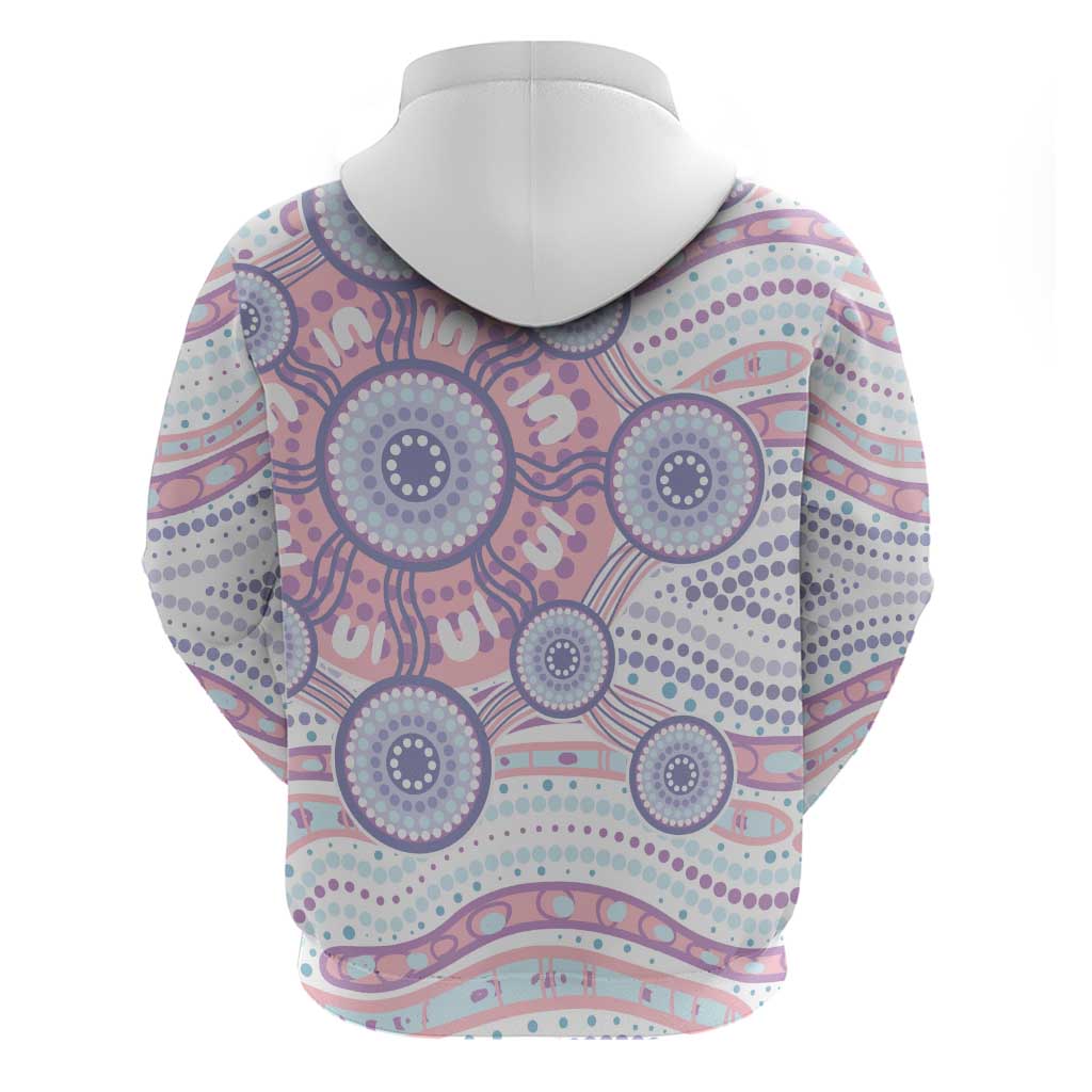 Australian Indigenous Aboriginal Art Hoodie Vivid Pastel Peach Purple