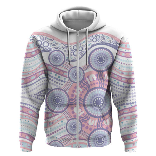 Australian Indigenous Aboriginal Art Hoodie Vivid Pastel Peach Purple