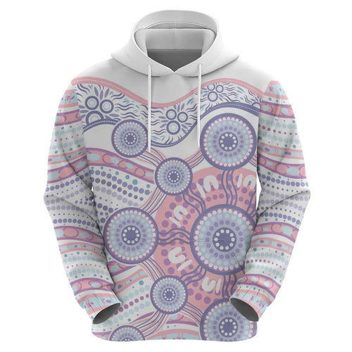 Australian Indigenous Aboriginal Art Hoodie Vivid Pastel Peach Purple