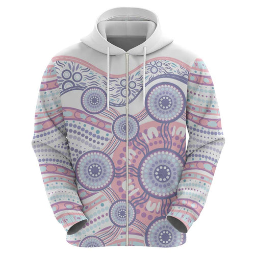 Australian Indigenous Aboriginal Art Hoodie Vivid Pastel Peach Purple