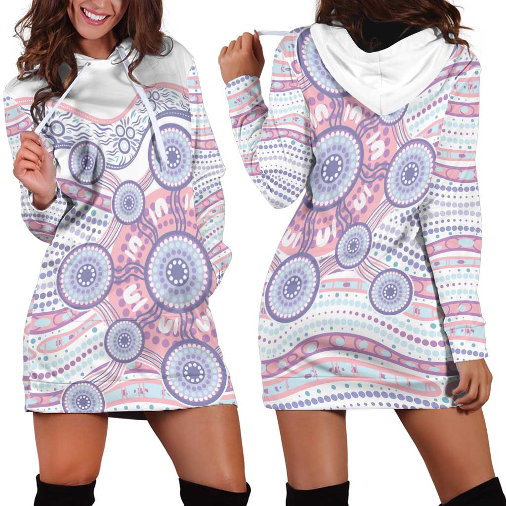 Australian Indigenous Aboriginal Art Hoodie Dress Vivid Pastel Peach Purple