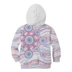 Australian Indigenous Aboriginal Art Kid Hoodie Vivid Pastel Peach Purple