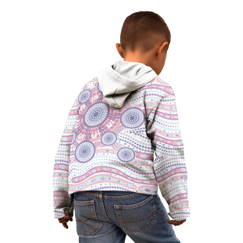 Australian Indigenous Aboriginal Art Kid Hoodie Vivid Pastel Peach Purple