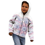Australian Indigenous Aboriginal Art Kid Hoodie Vivid Pastel Peach Purple