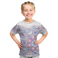 Australian Indigenous Aboriginal Art Kid T Shirt Vivid Pastel Peach Purple
