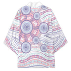 Australian Indigenous Aboriginal Art Kimono Vivid Pastel Peach Purple