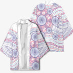 Australian Indigenous Aboriginal Art Kimono Vivid Pastel Peach Purple