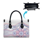 Australian Indigenous Aboriginal Art Leather Bag Vivid Pastel Peach Purple