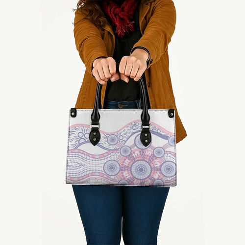 Australian Indigenous Aboriginal Art Leather Bag Vivid Pastel Peach Purple