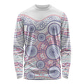 Australian Indigenous Aboriginal Art Long Sleeve Shirt Vivid Pastel Peach Purple