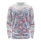 Australian Indigenous Aboriginal Art Long Sleeve Shirt Vivid Pastel Peach Purple