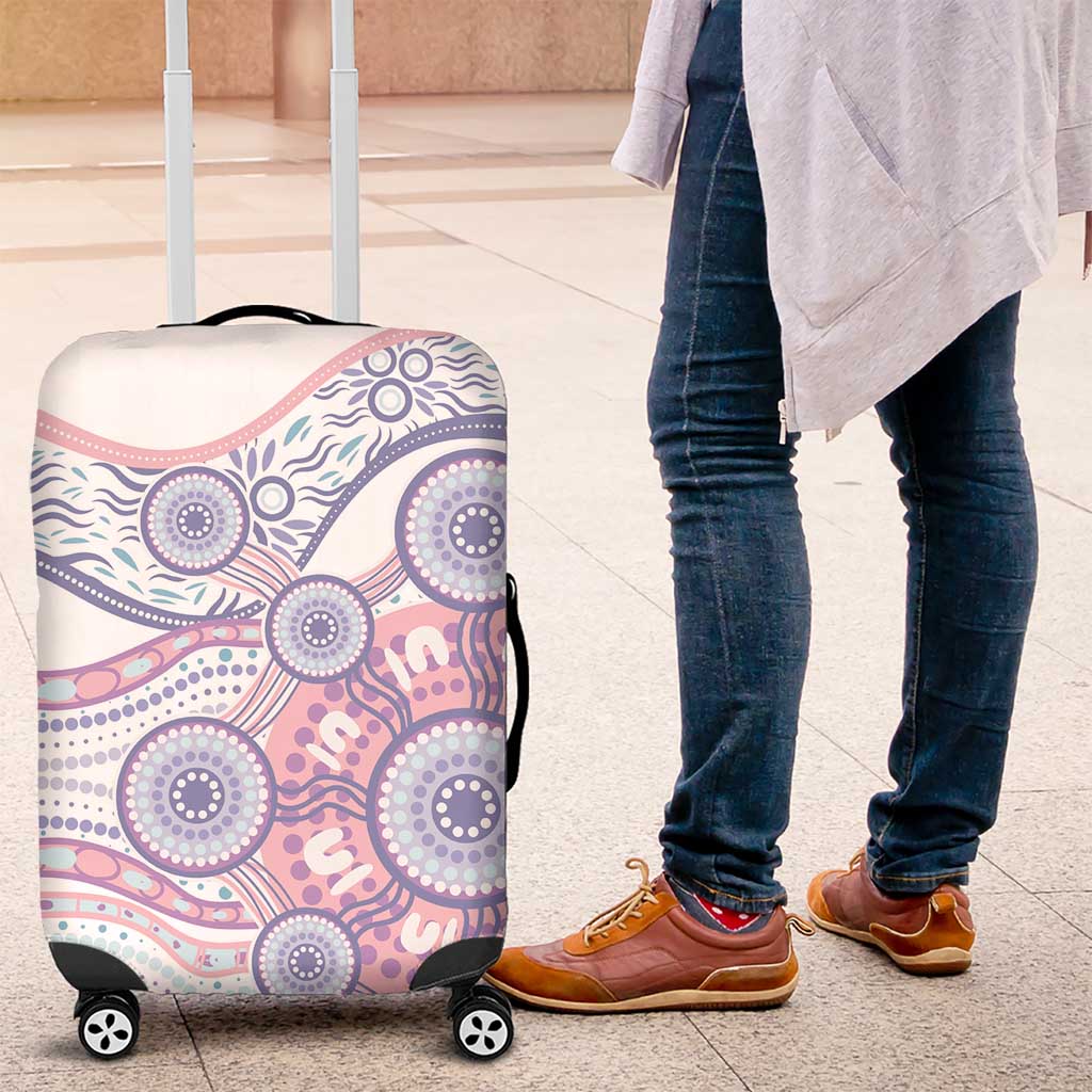 Australian Indigenous Aboriginal Art Luggage Cover Vivid Pastel Peach Purple