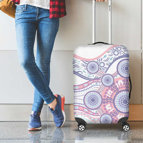 Australian Indigenous Aboriginal Art Luggage Cover Vivid Pastel Peach Purple