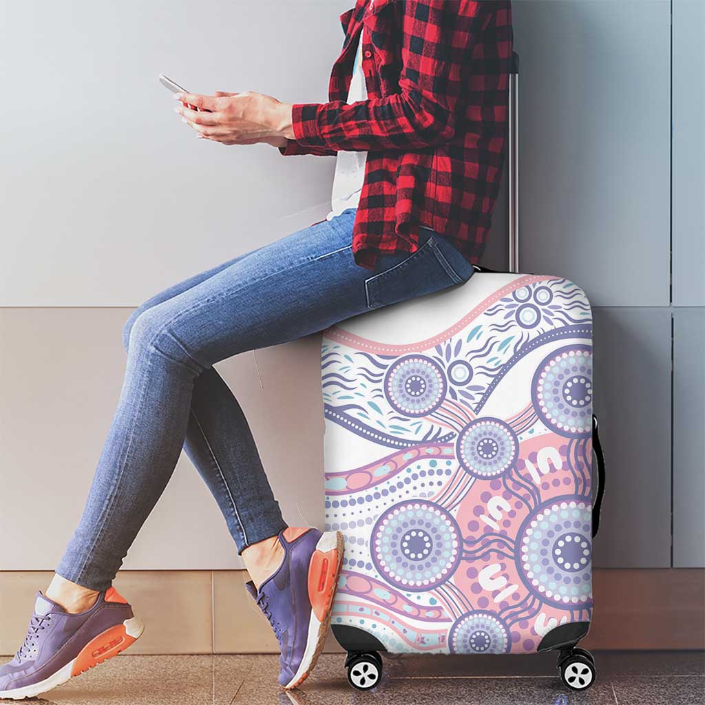 Australian Indigenous Aboriginal Art Luggage Cover Vivid Pastel Peach Purple