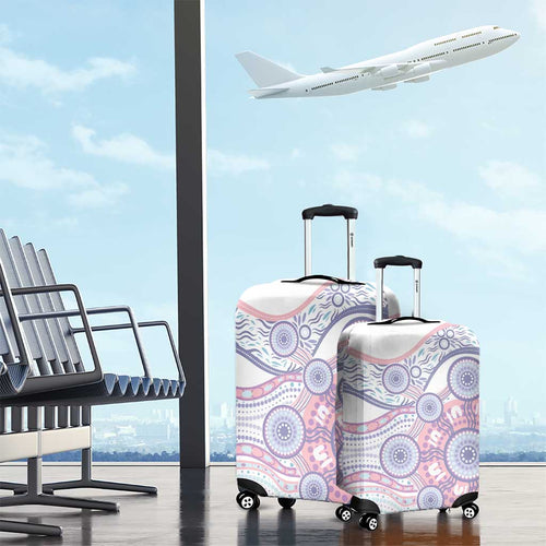 Australian Indigenous Aboriginal Art Luggage Cover Vivid Pastel Peach Purple