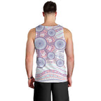 Australian Indigenous Aboriginal Art Men Tank Top Vivid Pastel Peach Purple