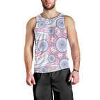 Australian Indigenous Aboriginal Art Men Tank Top Vivid Pastel Peach Purple