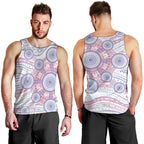 Australian Indigenous Aboriginal Art Men Tank Top Vivid Pastel Peach Purple