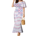 Australian Indigenous Aboriginal Art Mermaid Dress Vivid Pastel Peach Purple