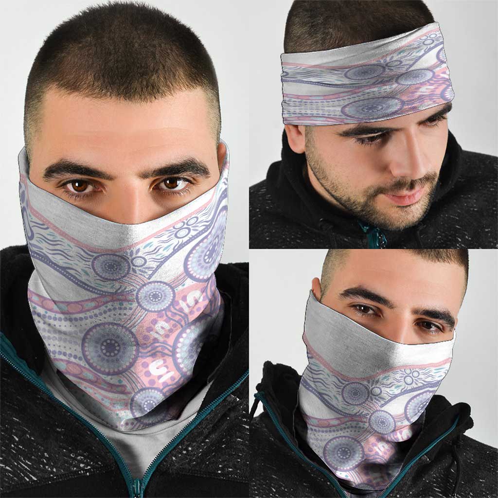 Australian Indigenous Aboriginal Art Neck Gaiter Vivid Pastel Peach Purple