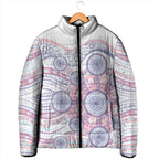 Australian Indigenous Aboriginal Art Padded Jacket Vivid Pastel Peach Purple