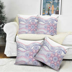 Australian Indigenous Aboriginal Art Pillow Cover Vivid Pastel Peach Purple