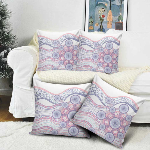 Australian Indigenous Aboriginal Art Pillow Cover Vivid Pastel Peach Purple