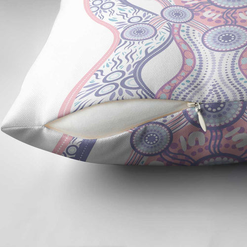 Australian Indigenous Aboriginal Art Pillow Cover Vivid Pastel Peach Purple
