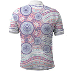 Australian Indigenous Aboriginal Art Polo Shirt Vivid Pastel Peach Purple
