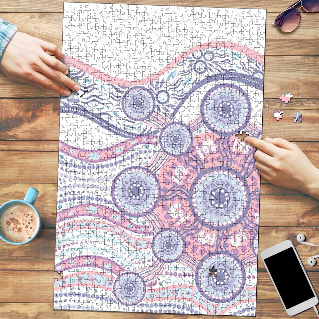 Australian Indigenous Aboriginal Art Puzzle Vivid Pastel Peach Purple