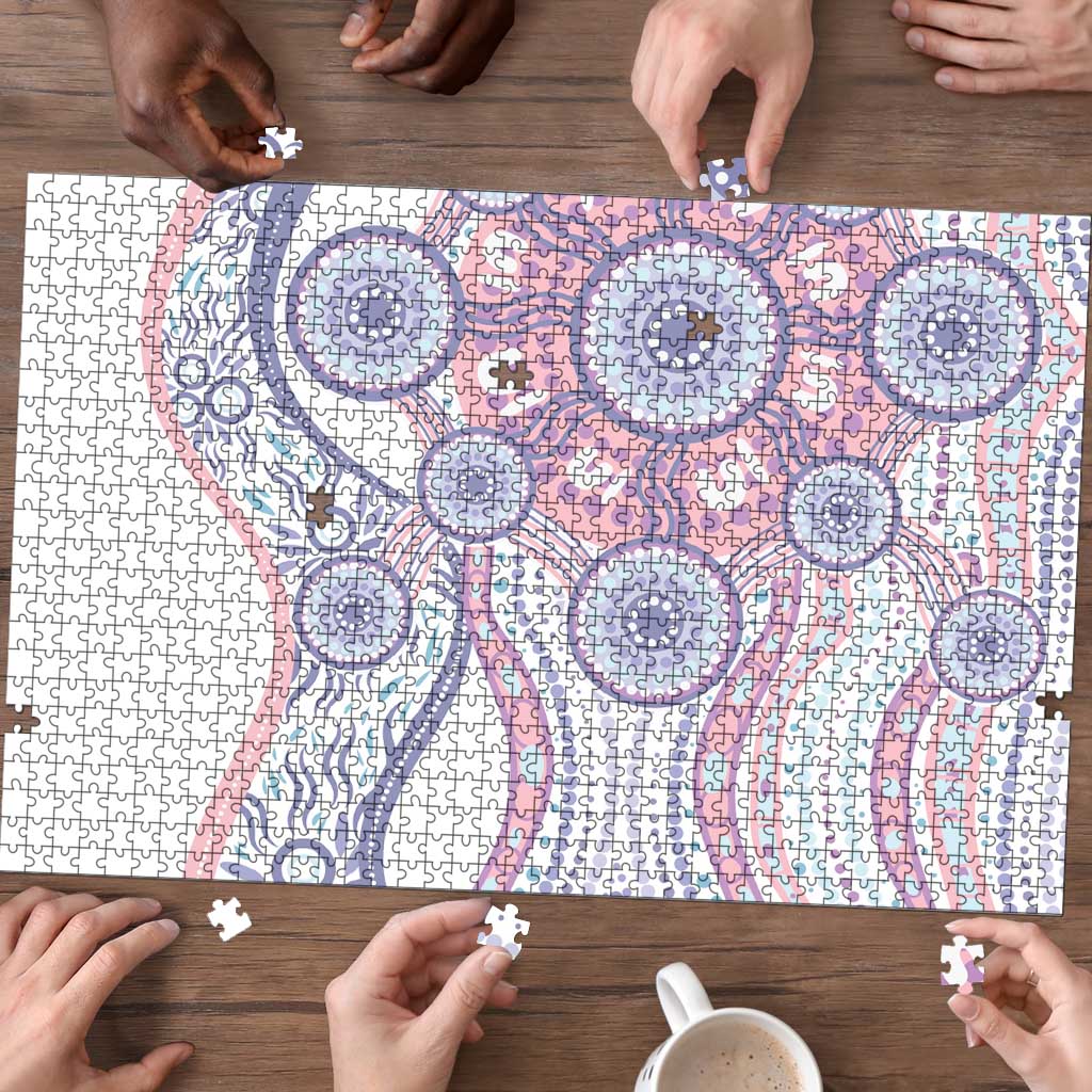Australian Indigenous Aboriginal Art Puzzle Vivid Pastel Peach Purple