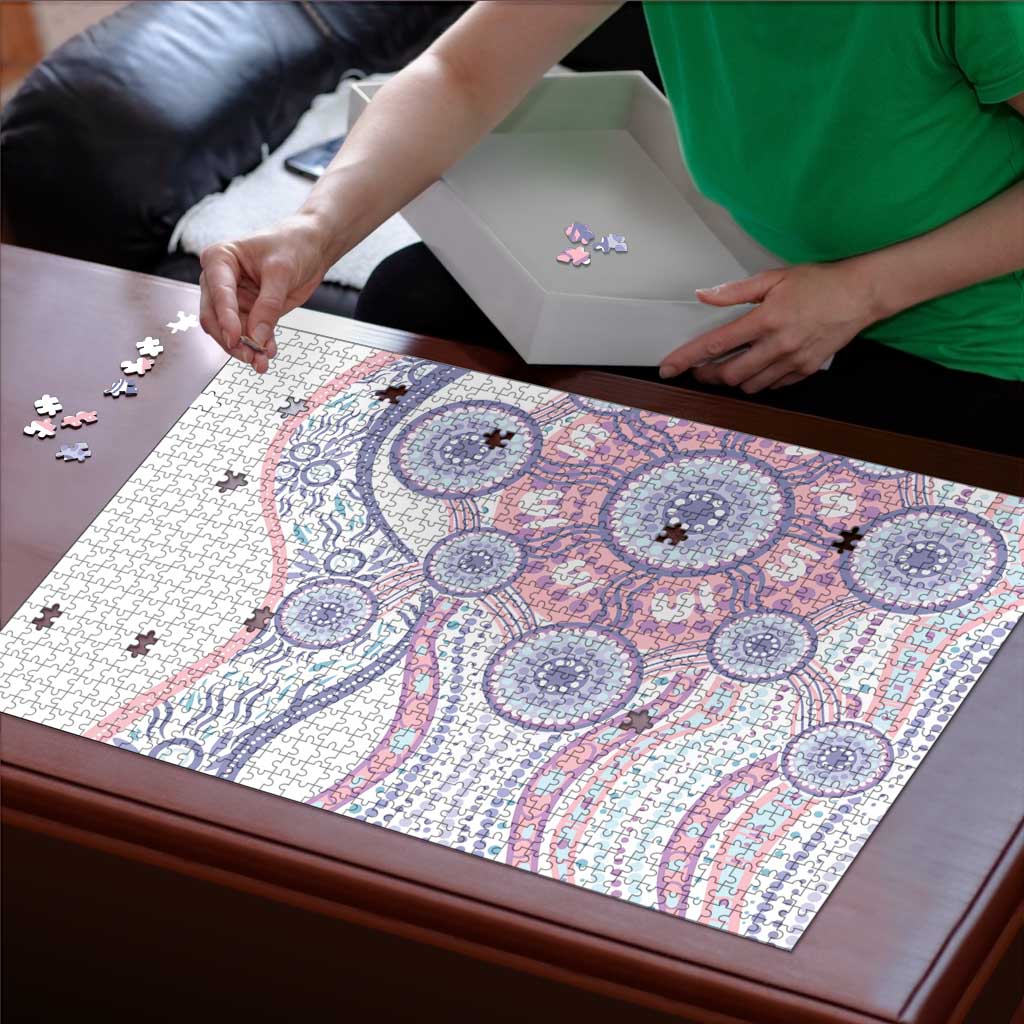 Australian Indigenous Aboriginal Art Puzzle Vivid Pastel Peach Purple