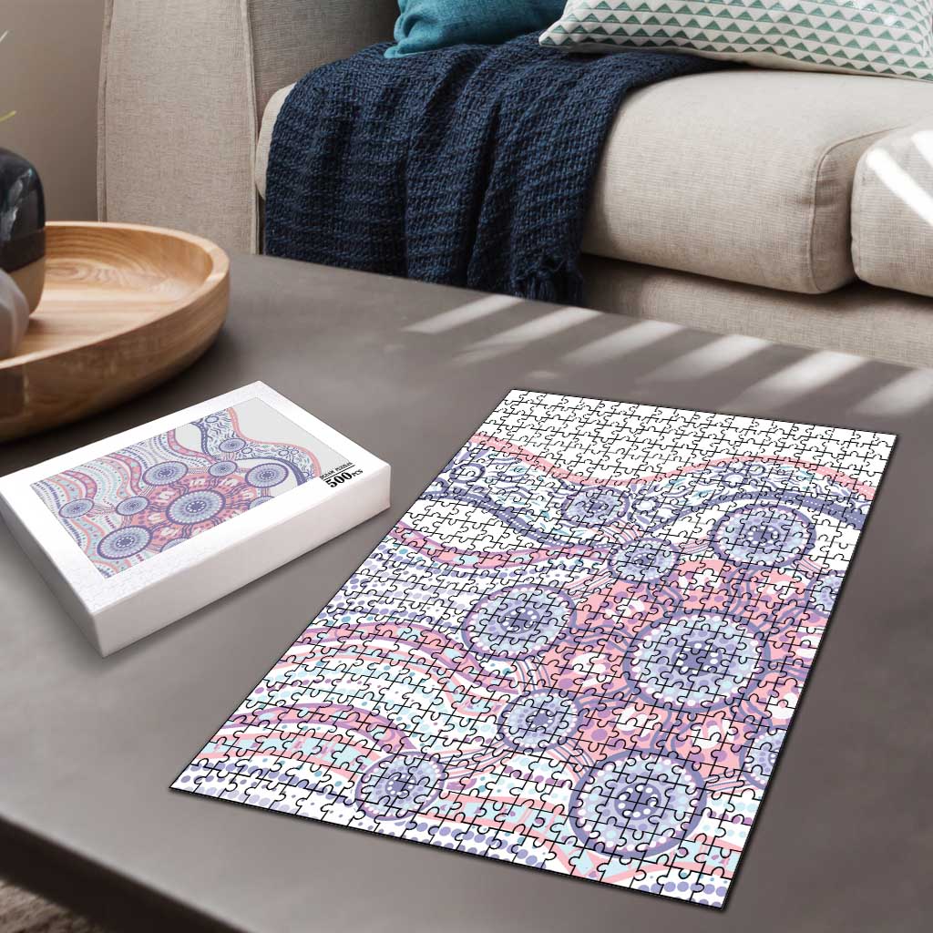 Australian Indigenous Aboriginal Art Puzzle Vivid Pastel Peach Purple