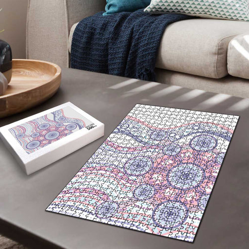 Australian Indigenous Aboriginal Art Puzzle Vivid Pastel Peach Purple