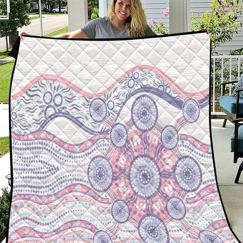 Australian Indigenous Aboriginal Art Quilt Vivid Pastel Peach Purple