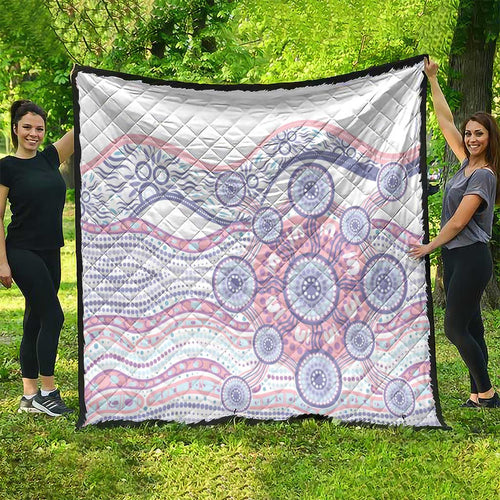 Australian Indigenous Aboriginal Art Quilt Vivid Pastel Peach Purple