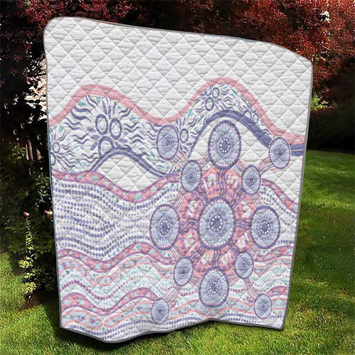 Australian Indigenous Aboriginal Art Quilt Vivid Pastel Peach Purple