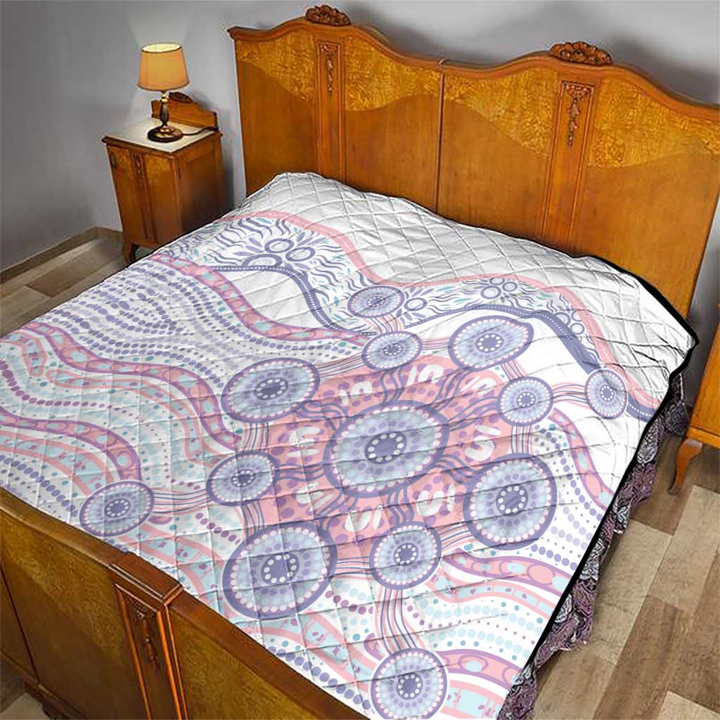 Australian Indigenous Aboriginal Art Quilt Vivid Pastel Peach Purple