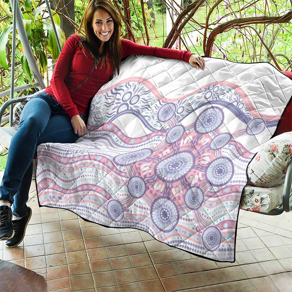 Australian Indigenous Aboriginal Art Quilt Vivid Pastel Peach Purple