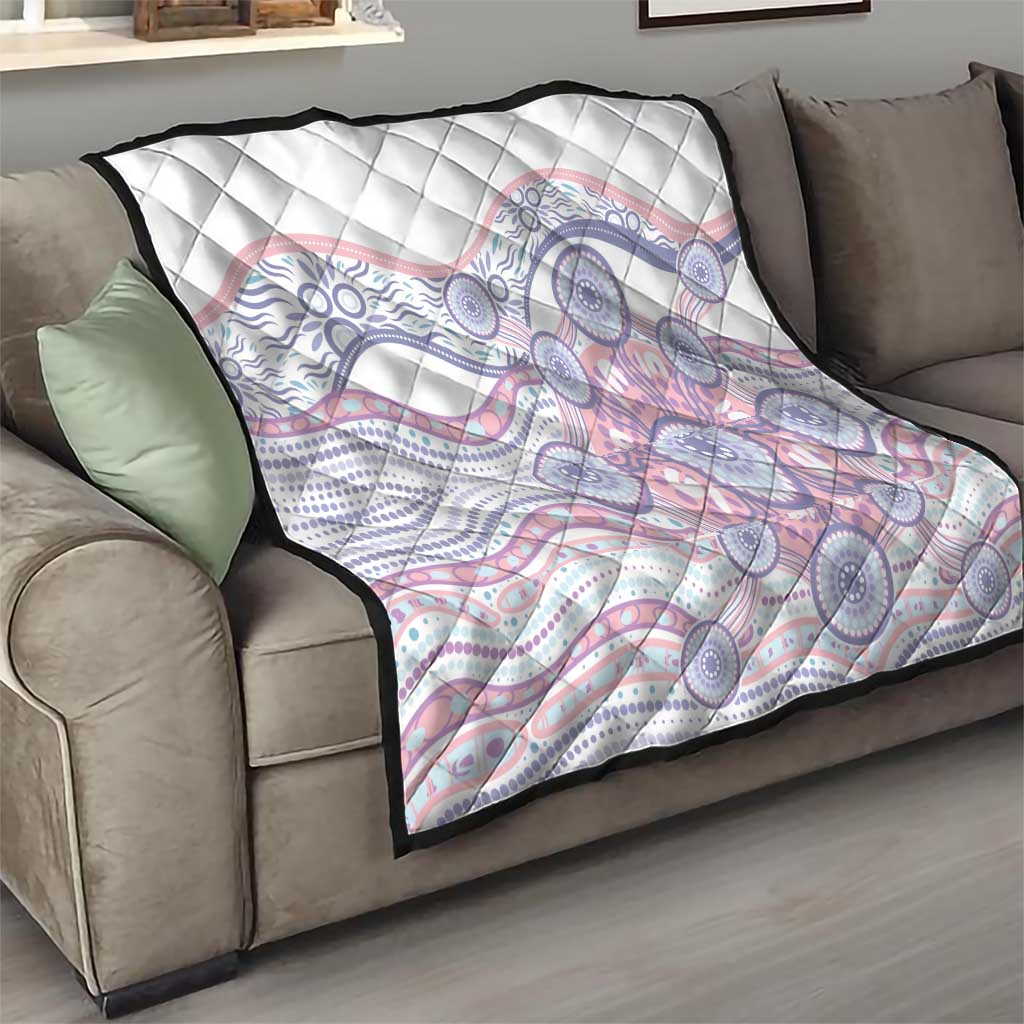 Australian Indigenous Aboriginal Art Quilt Vivid Pastel Peach Purple